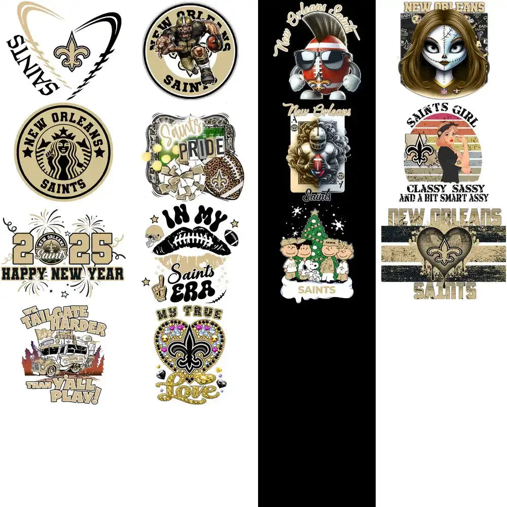 50 New Orleans Saints V4 Football Designs Bundle PNG