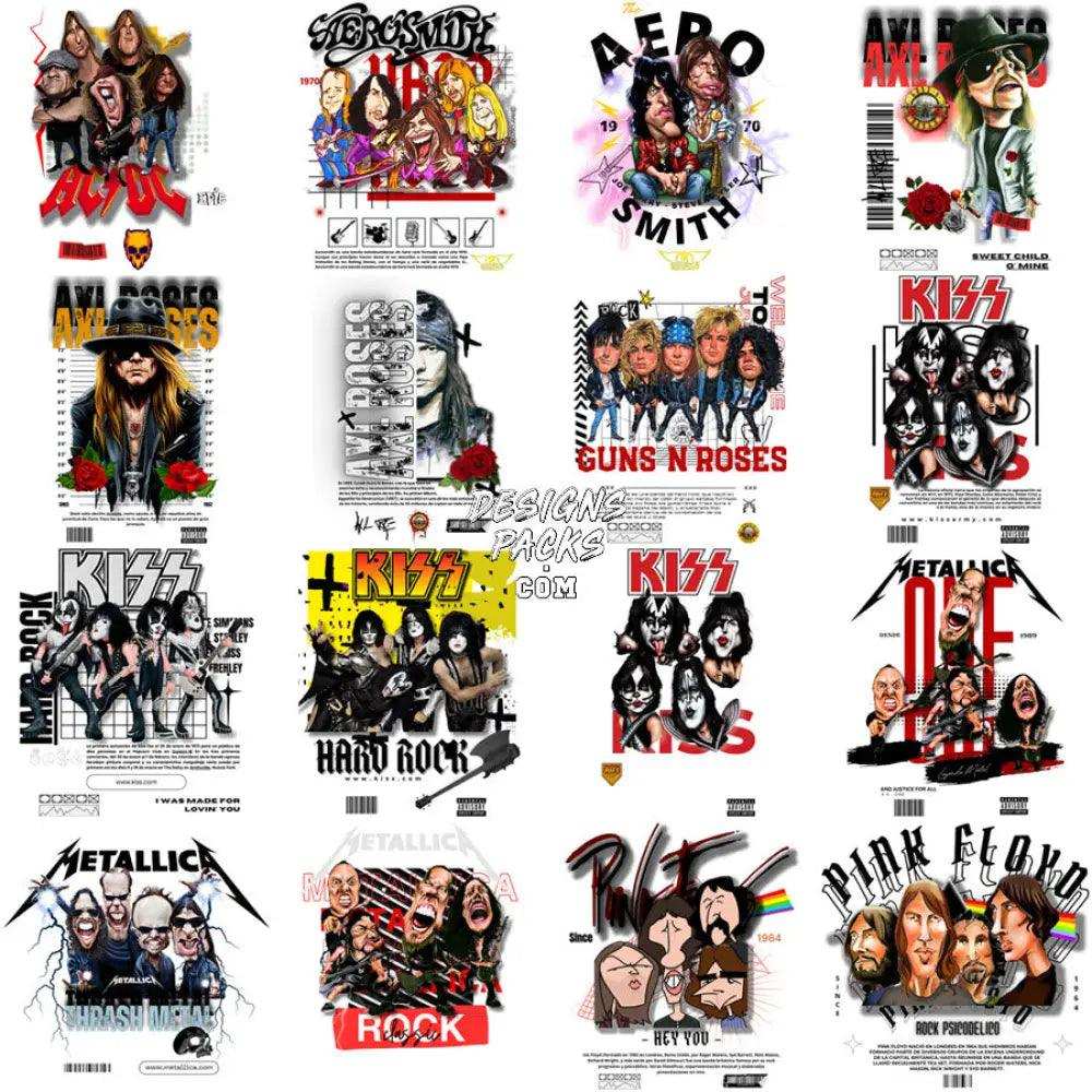 50 Rock Band Music Metal Caricature Designs Bundle Png