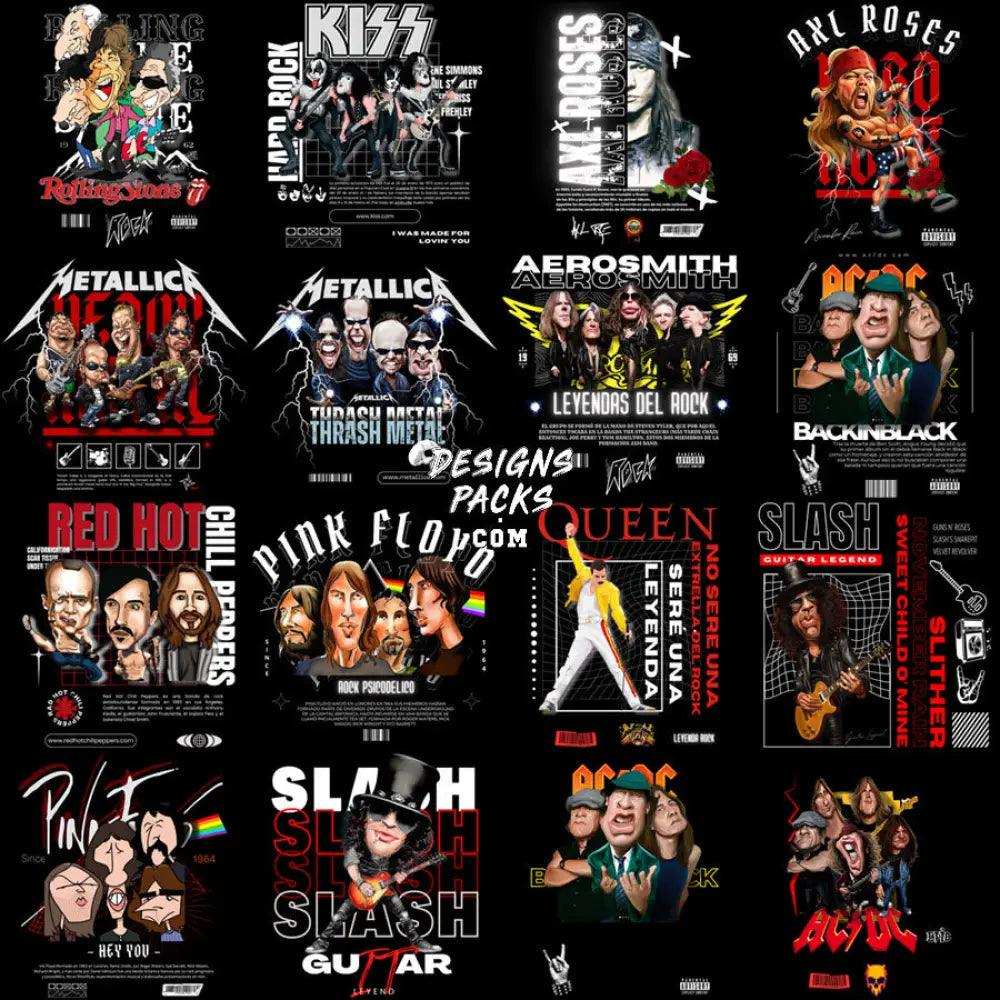 50 Rock Band Music Metal Caricature Designs Bundle Png