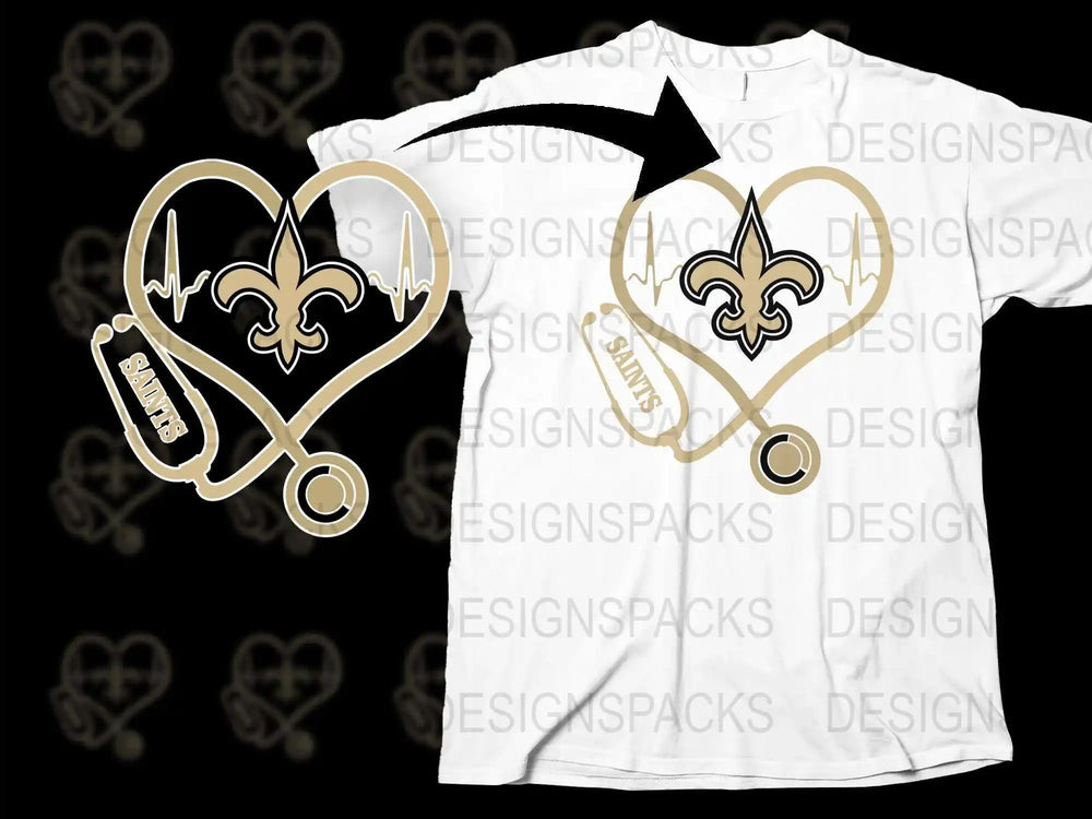 Heartbeat Design T-Shirt, Fleur-de-Lis Graphic Tee, Casual White Shirt for Daily Wear, Unisex Fashion