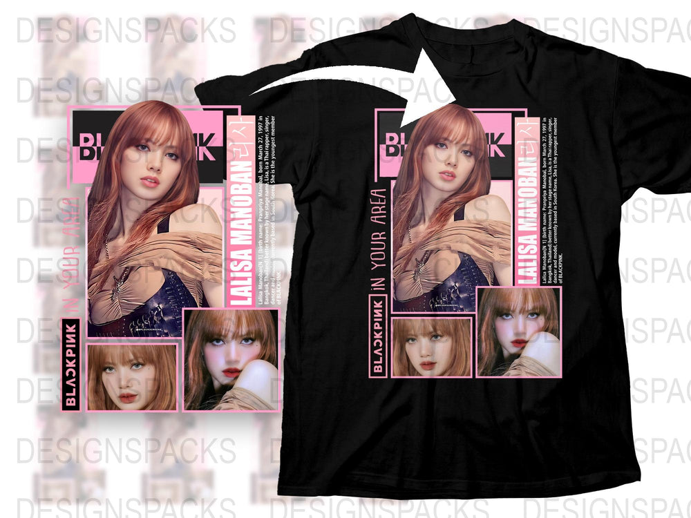 Lisa Blackpink Graphic T-Shirt, K-Pop Idol Merch, Fan Art Tee, Trendy Pop Culture Apparel