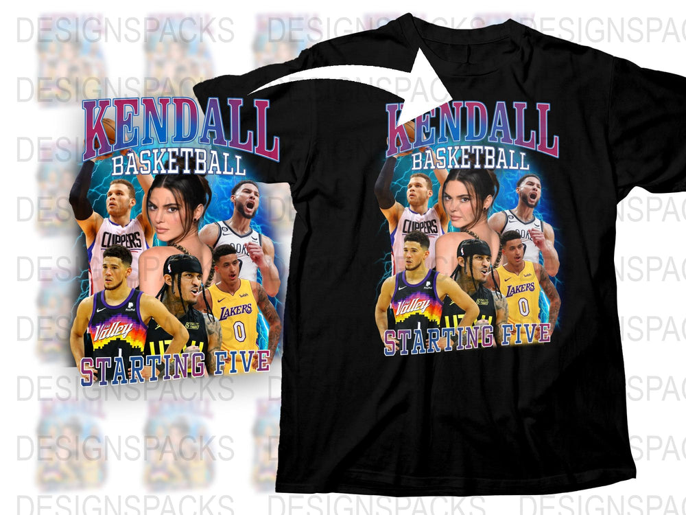 Kendall Basketball Starting Five T-Shirt, Sports Fan Gift, Clippers Lakers Graphic Tee
