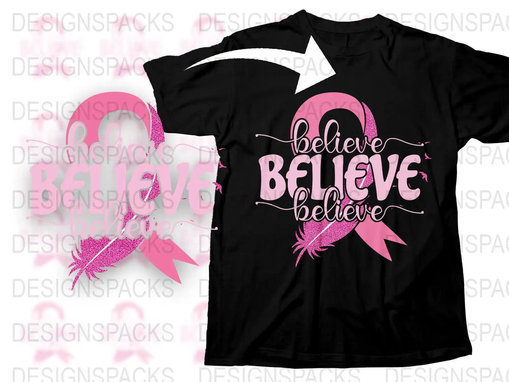 Believe Motivational T-Shirt, Pink Graphic Tee for Women, Inspirational Quote Casual Top