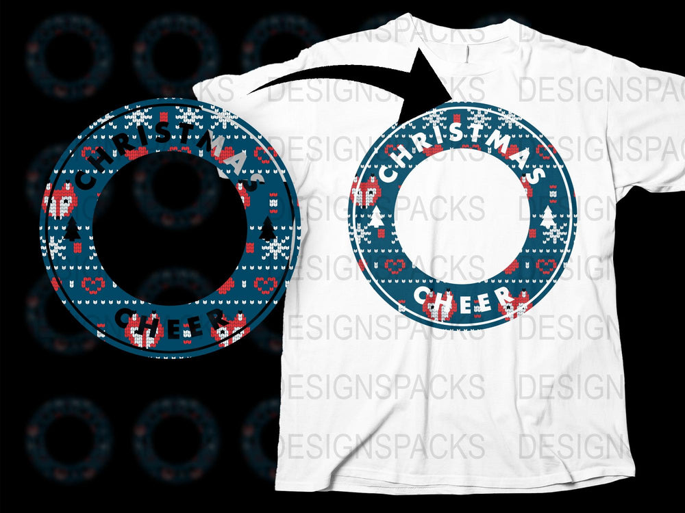 Christmas Cheer Holiday T-Shirt, Festive Winter Apparel, Snowflake Graphic Tee, Red and Blue Unisex Top