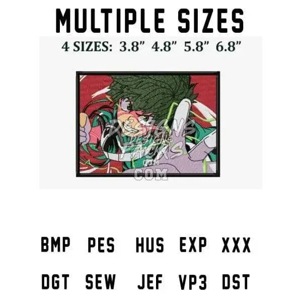 Boxed Izuku Midoriya Deku Anime Embroidery Design