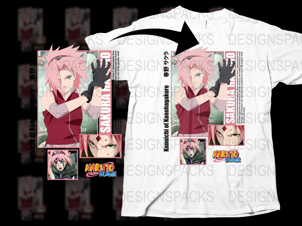 Sakura Haruno Naruto Anime Graphic T-Shirt, Japanese Manga Series Tee, Unisex Cotton Shirt, Fan Gift Idea