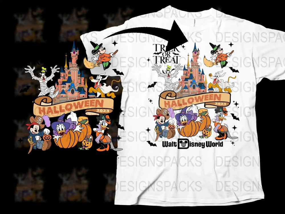 Disney Halloween T-Shirt 2023, Trick or Treat, Mickey Minnie Goofy, Disneyland Event Family Tee