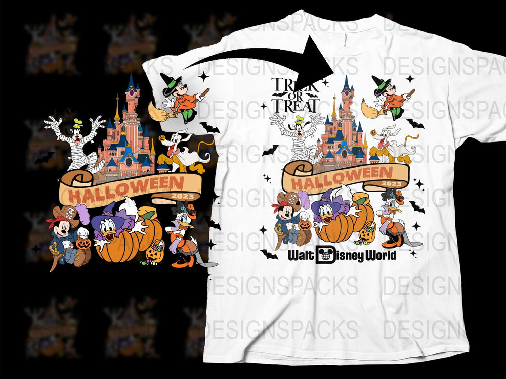 Disney Halloween T-Shirt 2023, Trick or Treat, Mickey Minnie Goofy, Disneyland Event Family Tee