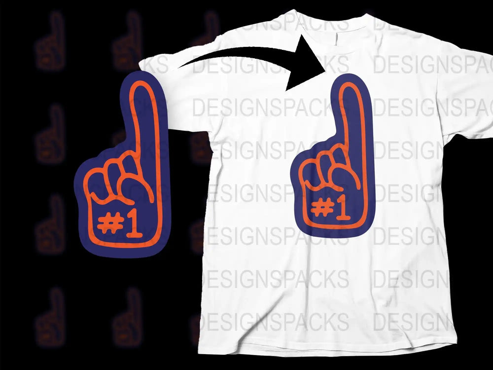 Number One Foam Finger Graphic T-Shirt, Sports Fan Tee, Unisex White Casual Shirt