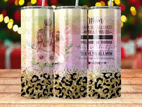 Mom graphic with inspirational text, leopard print, and floral accents.