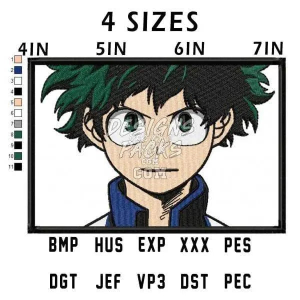 Deku Izuku Midoriya Anime Embroidery Design