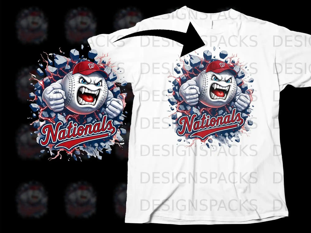 Nationals Cartoon Baseball Character T-Shirt