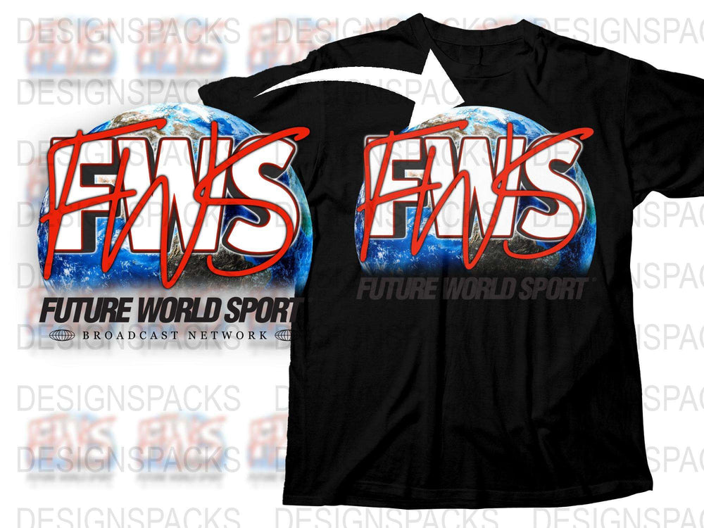 Future World Sport Graphic T-Shirt, Bold Red Logo, Black Tee, Unisex Fashion, Casual Wear