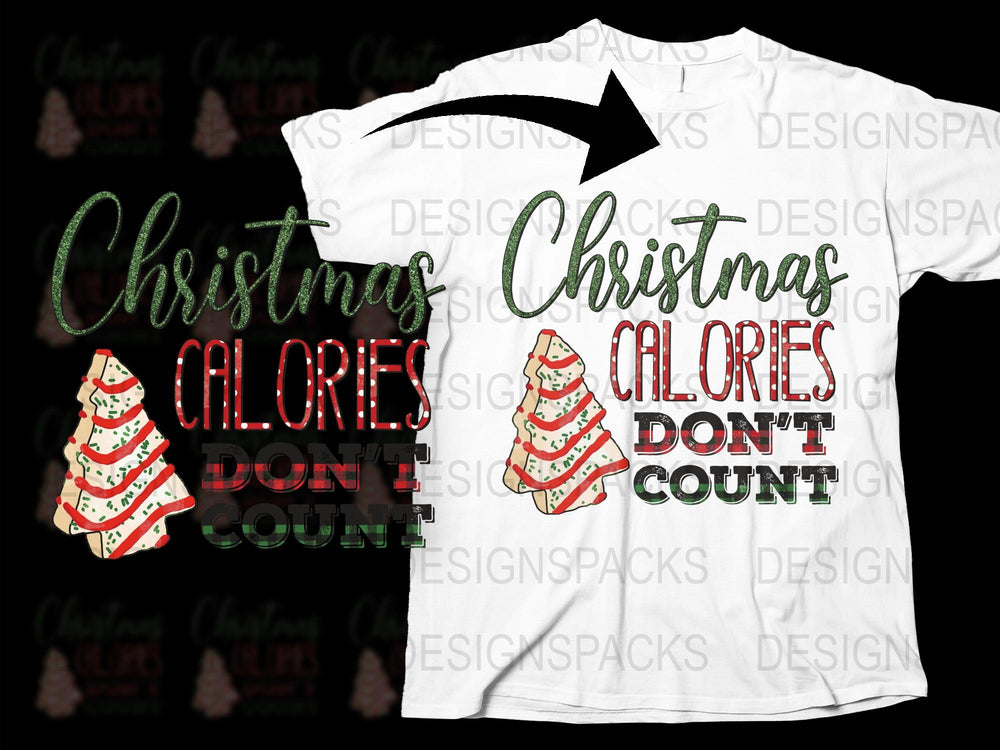 Christmas T-Shirt Santa Claus Calorie Quote Holiday Festive Graphic Tee Unisex