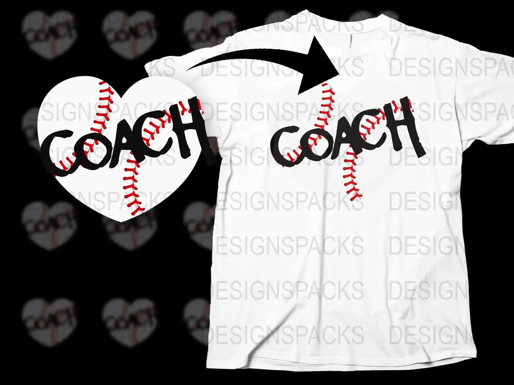 Baseball Coach T-Shirt, Stitched Heart Design, Sporty Gift Idea, Athletic Wear, Unisex Tee