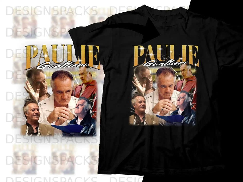 T-shirt graphic featuring a collage of actor Tony Sirico as Paulie Gualtieri.