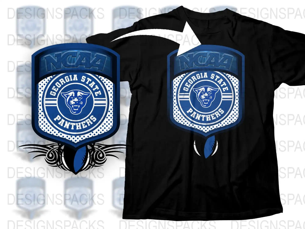 Georgia State Panthers NCAA Logo Black T-Shirt, Sports Fan Apparel, College Team Merchandise, Unisex Clothing