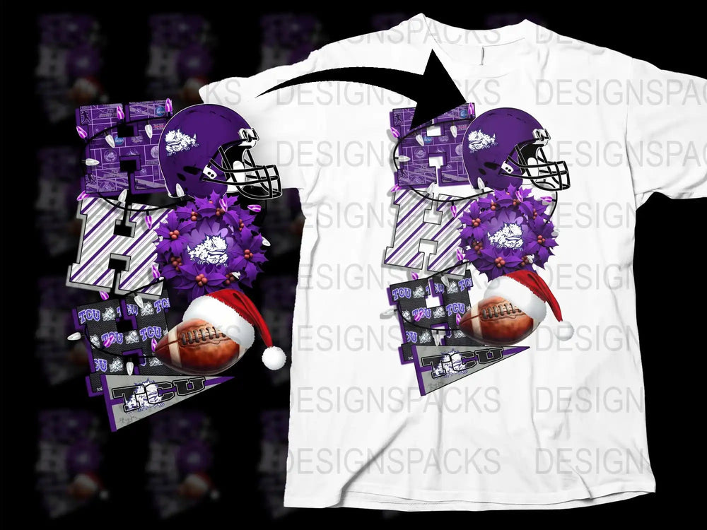 Unique Purple Football Helmet T-Shirt, Floral Design Sports Tee, Men's Casual Wear, Graphic Printed Shirt