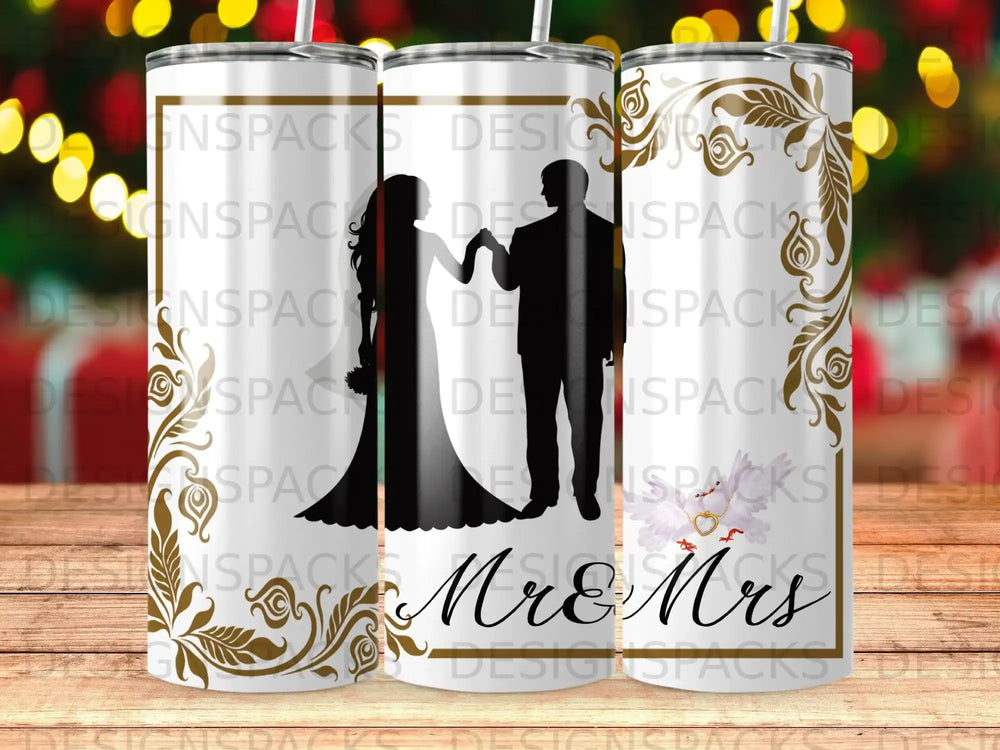 Mr & Mrs Wedding Couple Doves Silhouette product type