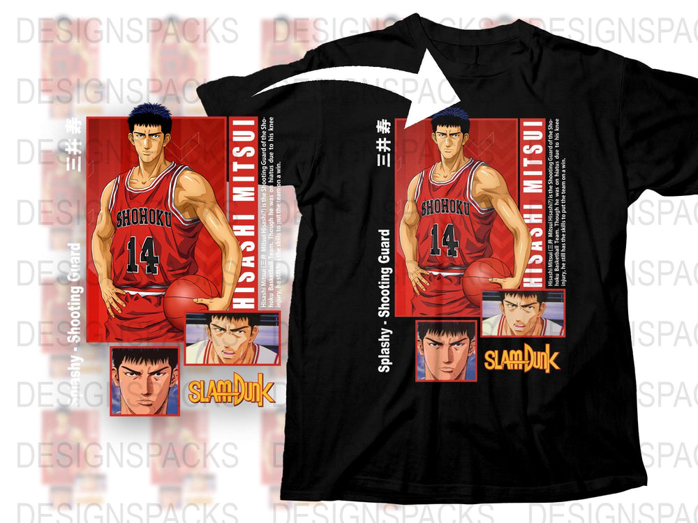 Slam Dunk Anime T-Shirt, Hisashi Mitsui Shohoku Jersey Design, Vintage Manga Graphic Tee, Unisex Basketball Fan Apparel