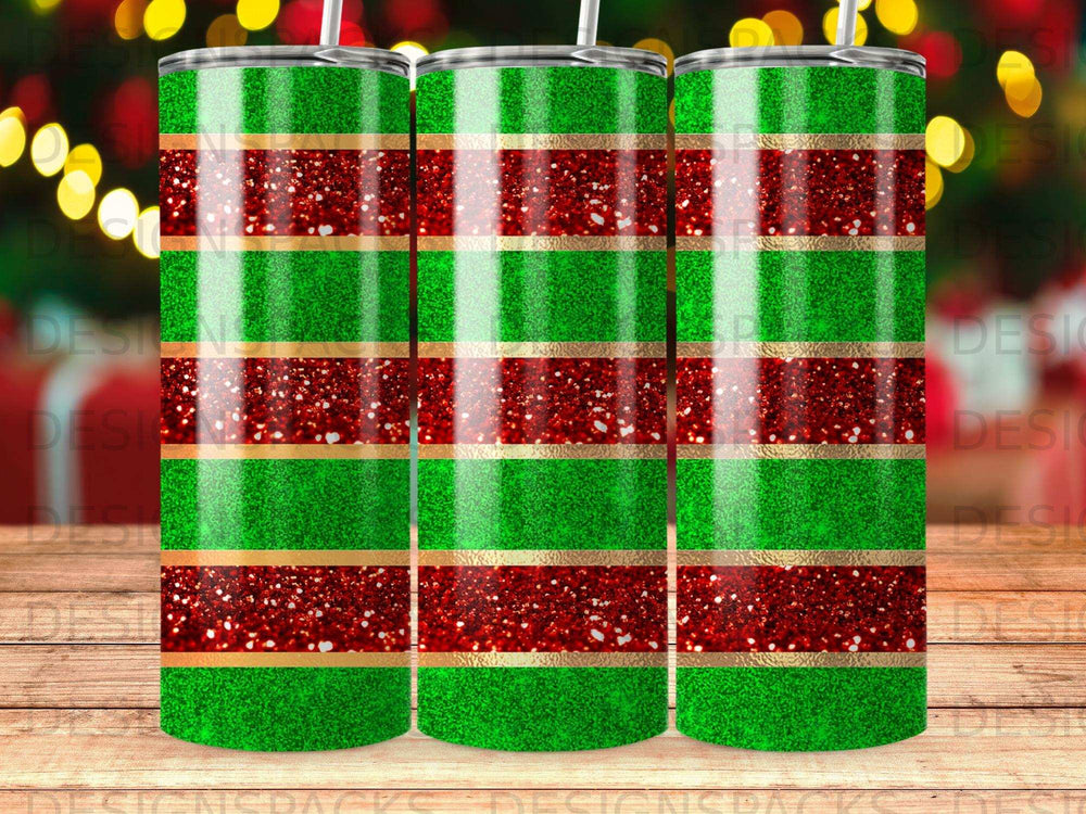 Green Red Gold Glitter Stripe Holiday Festive product type