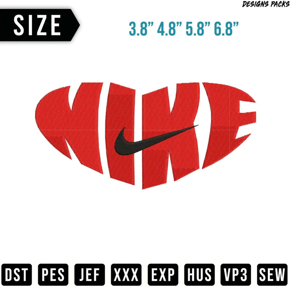 Nike logo in a heart shape, with size and file format options.