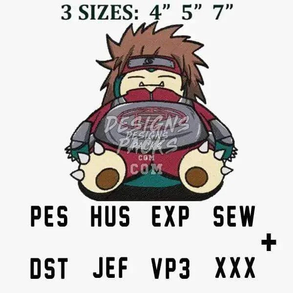 Sleeping Sonre Ninja Ball Anime Embroidery Design