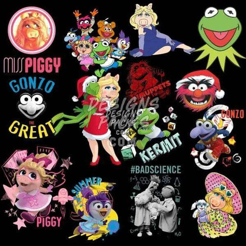 Muppets characters bundle: Miss Piggy, Kermit, Gonzo, Fozzie, Animal, Scooter, Summer, Bad Science — print-ready PNG/SVG for DTG/DTF/embroidery