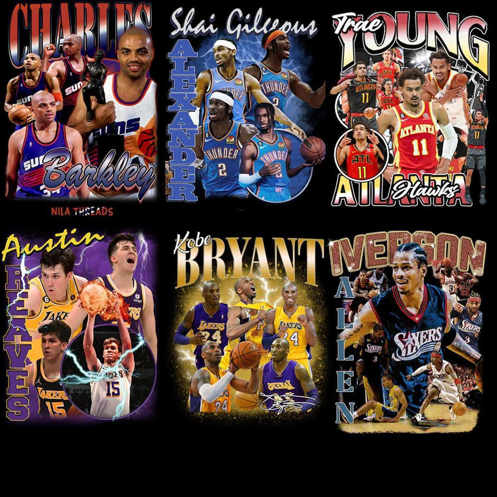 51 Basketball Teams Players Bootleg Homage Designs Bundle PNG