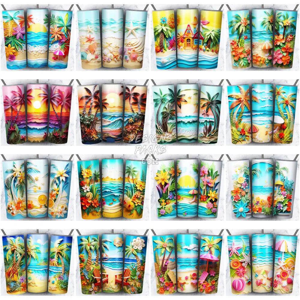 51 Summer Paper Art Tumbler Wrap Bundle Jpg