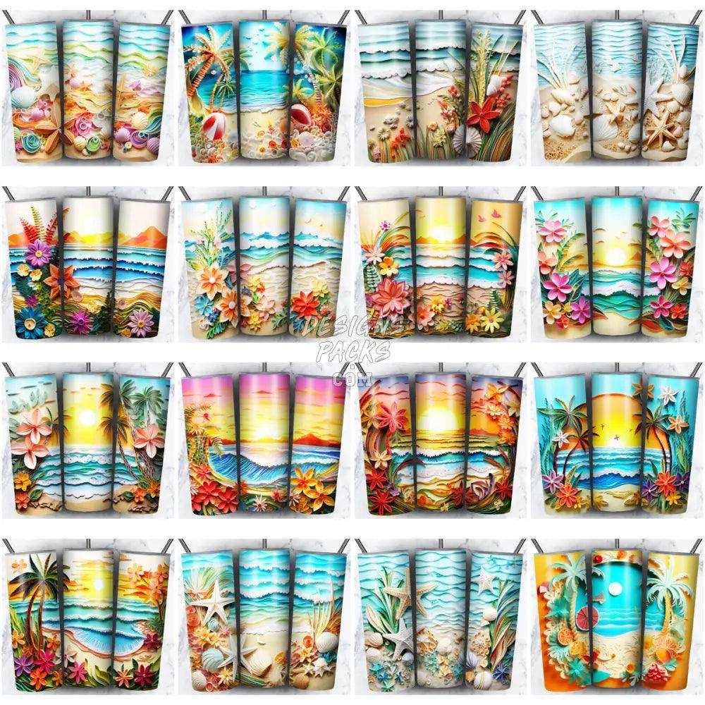 51 Summer Paper Art Tumbler Wrap Bundle Jpg