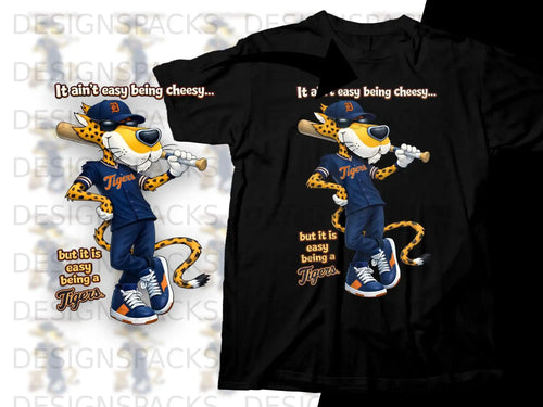 T-shirt featuring Chester Cheetah in Detroit Tigers uniform holding baseball bat.