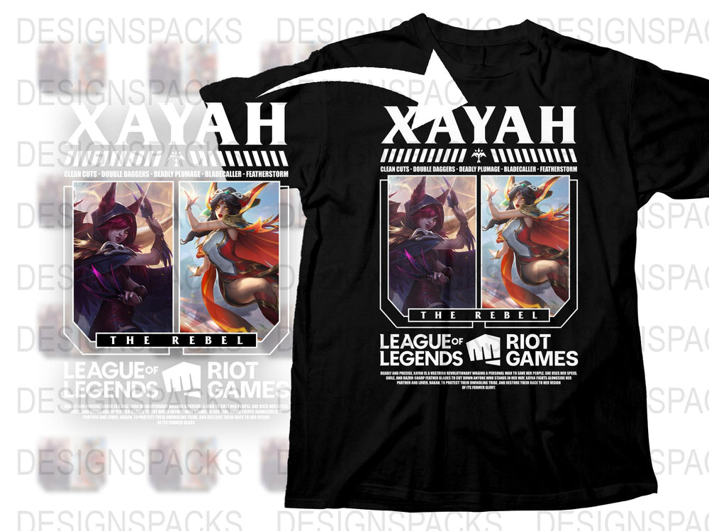 League of Legends Xayah T-Shirt, The Rebel Champion Graphic Tee, Gaming Apparel, Riot Games Merchandise