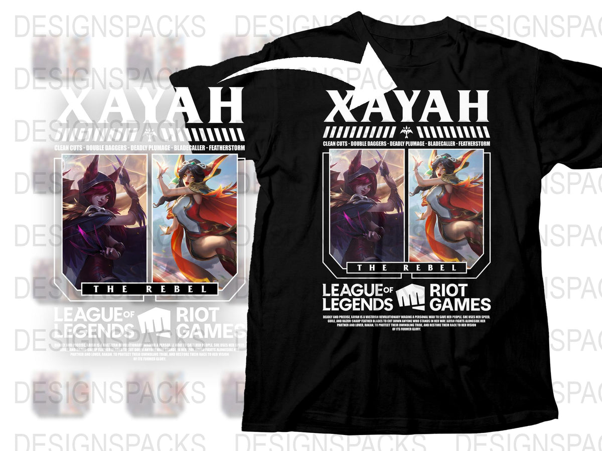 League of Legends Xayah T-Shirt, The Rebel Champion Graphic Tee, Gaming Apparel, Riot Games Merchandise