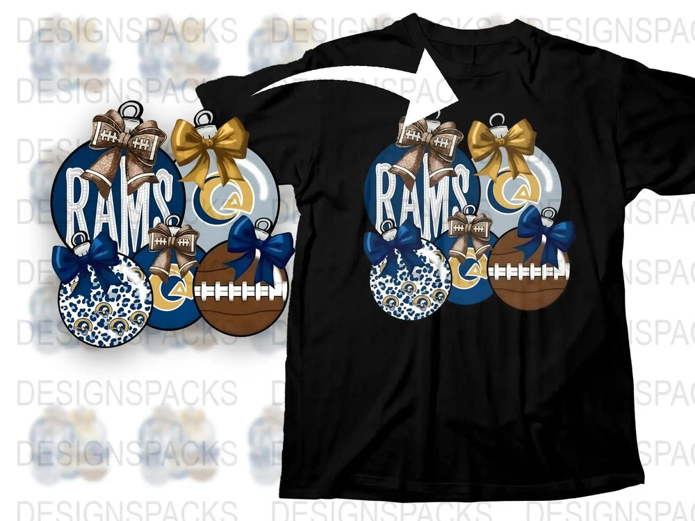 Sports Team Rams T-Shirt, Football Graphic Tee, Unisex Blue and Gold Design, Casual Wear for Game Day