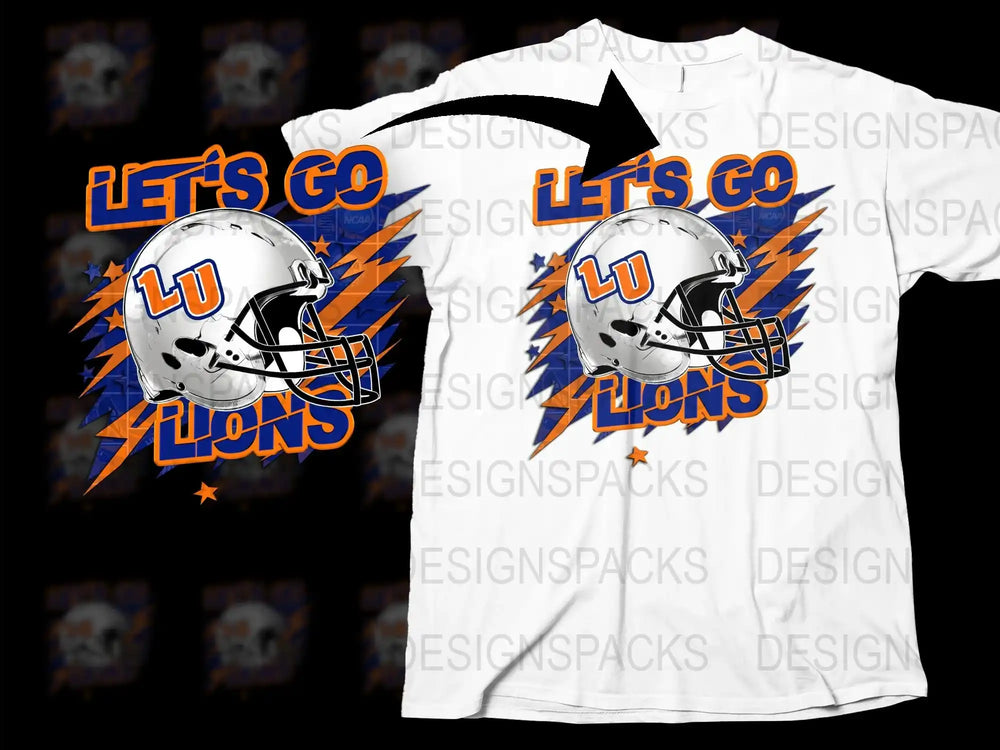 Let's Go Lions Graphic T-Shirt, Vibrant Orange Blue Sports Tee, Football Fan Apparel, Custom Team Support Shirt
