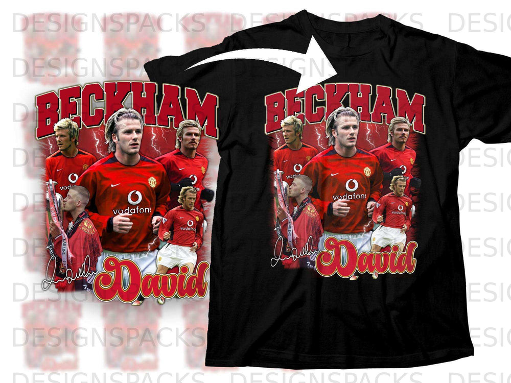 Black t-shirt with David Beckham montage and "David Beckham" text.