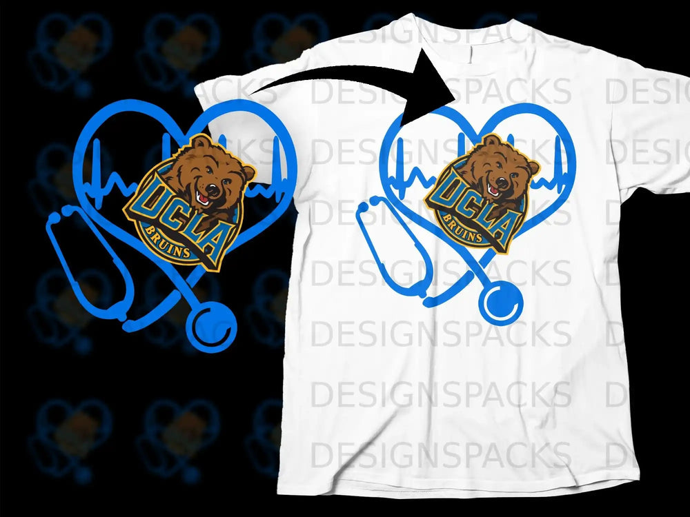 UCLA Bruins Heartbeat Stethoscope Design Casual Shirt