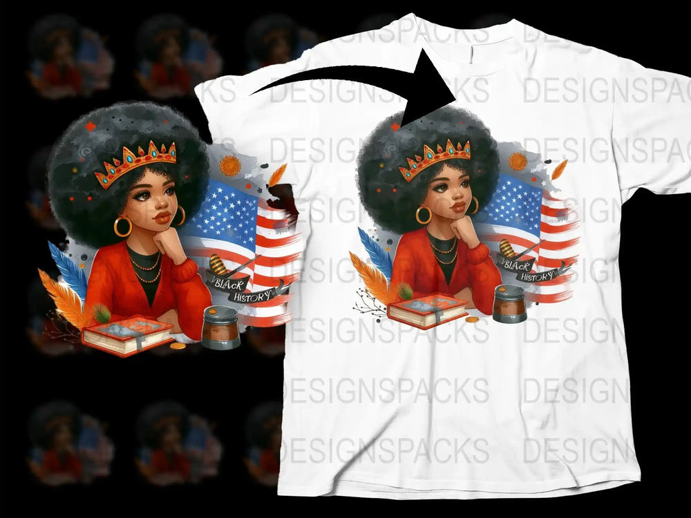 African American Queen T-Shirt, Black History Month Celebration Tee, Women's Fashion, Empowering Graphic Shirt