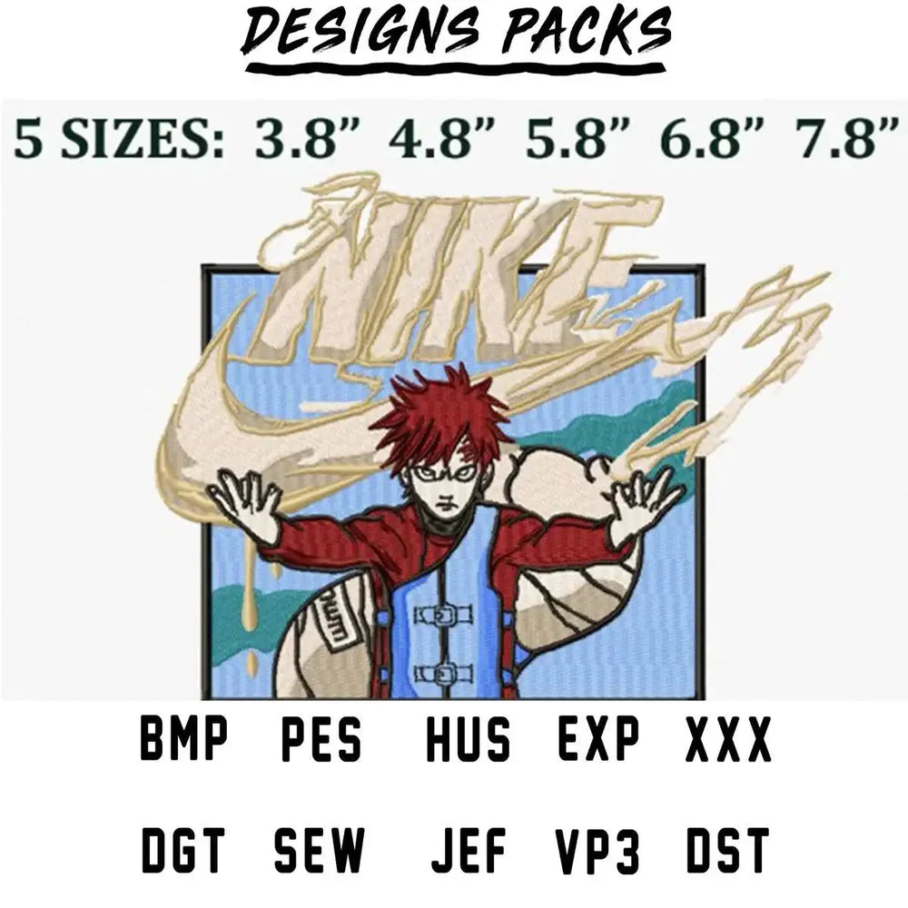 Gaara Sport Anime Embroidery Design