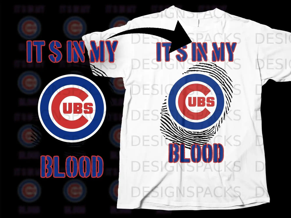 It's in My Blood Cubs Logo T-Shirt Fan Apparel