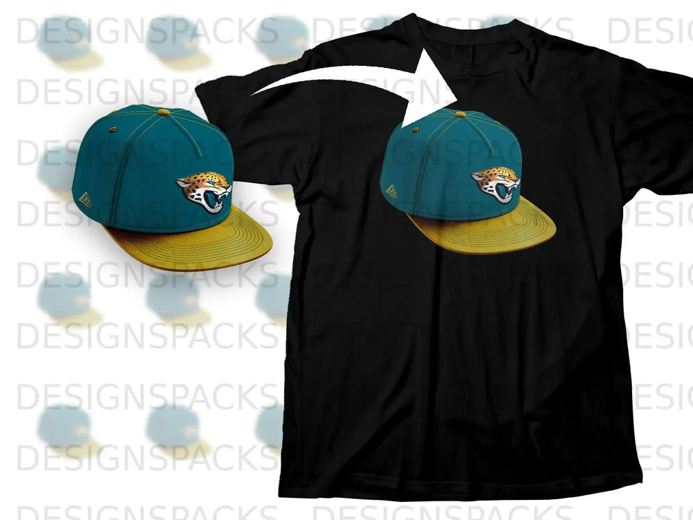 Stylish Teal Cap with Jaguar Logo on Black Shirt