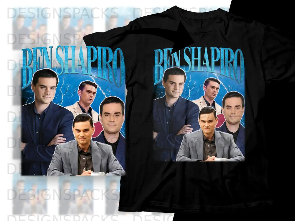 Ben Shapiro collage on black t-shirt.