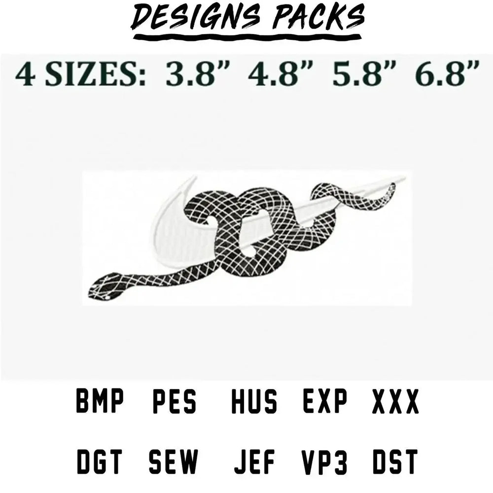 Sport Snake Embroidery Design