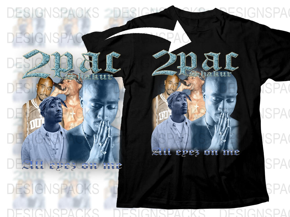 Tupac Shakur Graphic T-Shirt, Vintage Hip-Hop Tee, All Eyez On Me Design, Black Unisex Shirt