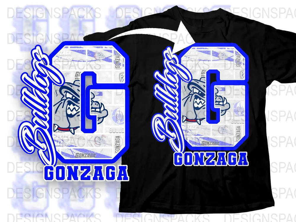 Gonzaga Bulldogs Graphic T-Shirt, College Sports Fan Apparel, Blue and White Team Merchandise