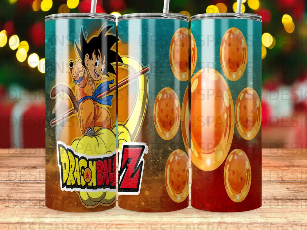 Dragon Ball Z tumbler with Goku and Dragon Balls.