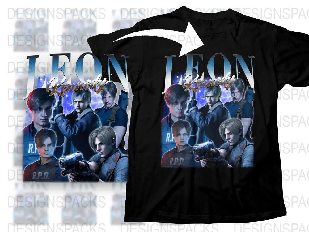 Leon Kennedy Resident Evil Inspired T-Shirt, Video Game Character Graphics, Men's Fashion Tee, Fan Art Apparel, Unique Gift Idea