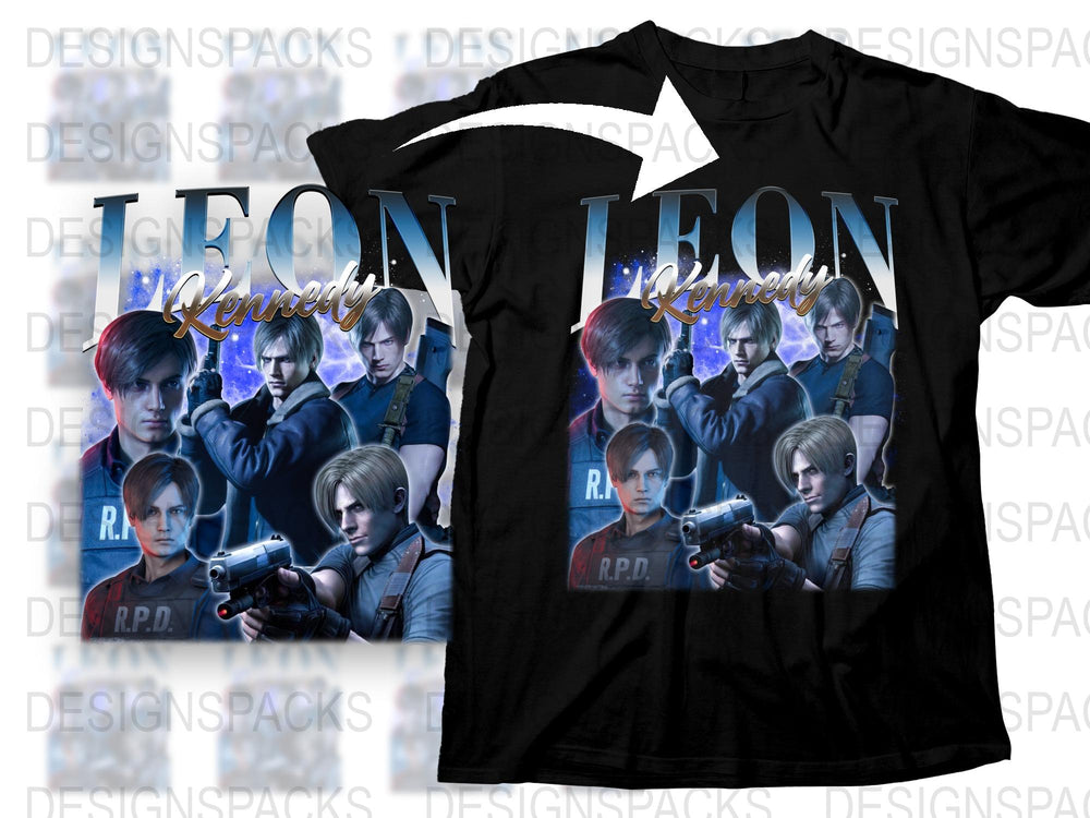 Leon Kennedy Resident Evil Inspired T-Shirt, Video Game Character Graphics, Men's Fashion Tee, Fan Art Apparel, Unique Gift Idea
