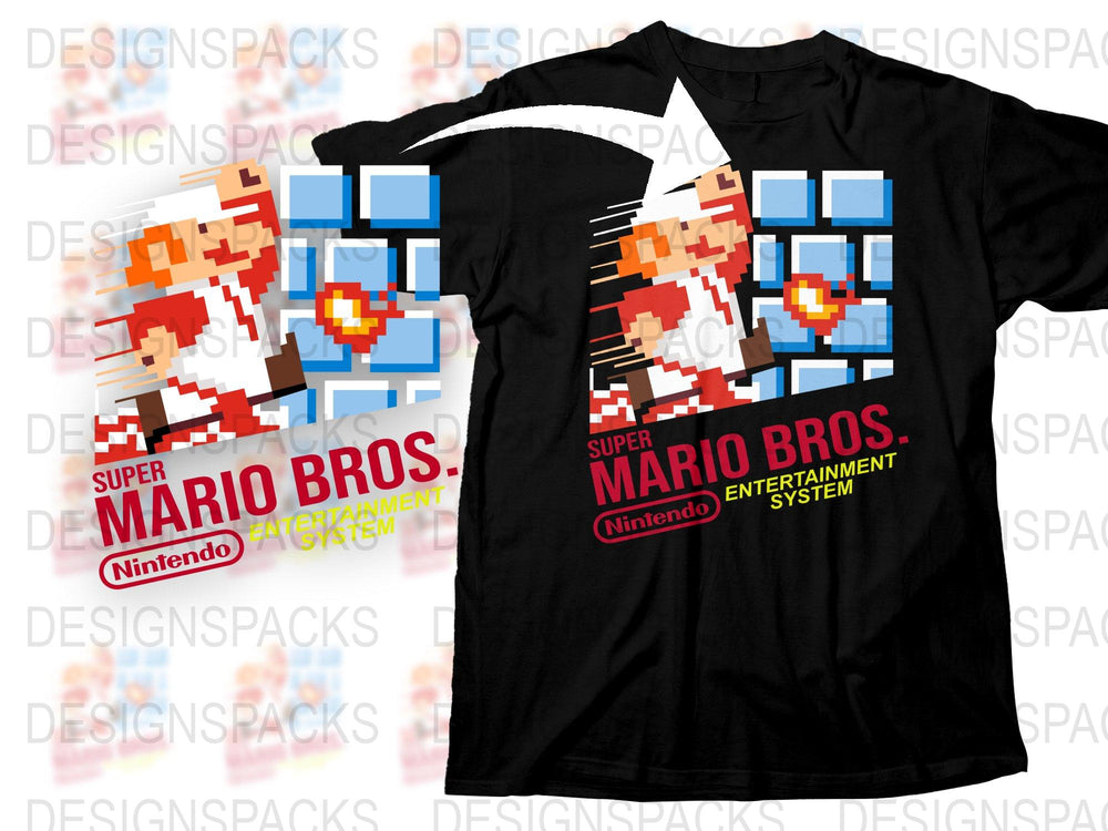 Vintage Super Mario Bros Nintendo T-Shirt, Retro 90s Pixel Art Gaming Tee, Classic Video Game Fan Apparel
